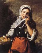 Bartolome Esteban Murillo Rural girls and flower basket oil